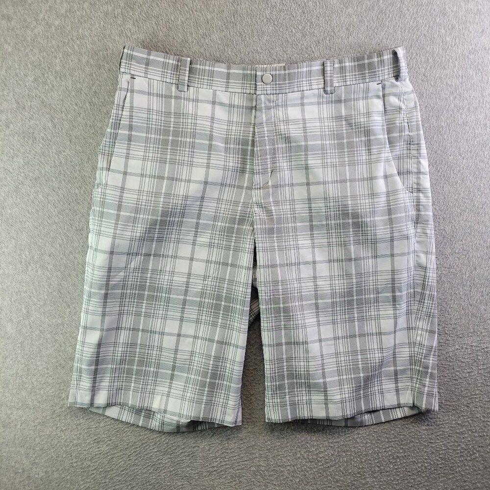 Nike Shorts Mens 34 Gray Plaid Golf Tour Performance Dri Fit Preppy Beach